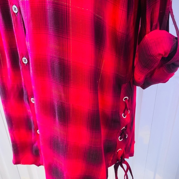 NWT NY&CO Plaid Soho Jeans Shirt Size Large - Picture 3 of 5